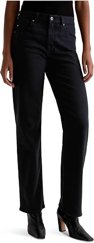 AG, Womens, Brinley Mid-Rise Straight, Super Black, Size: 27