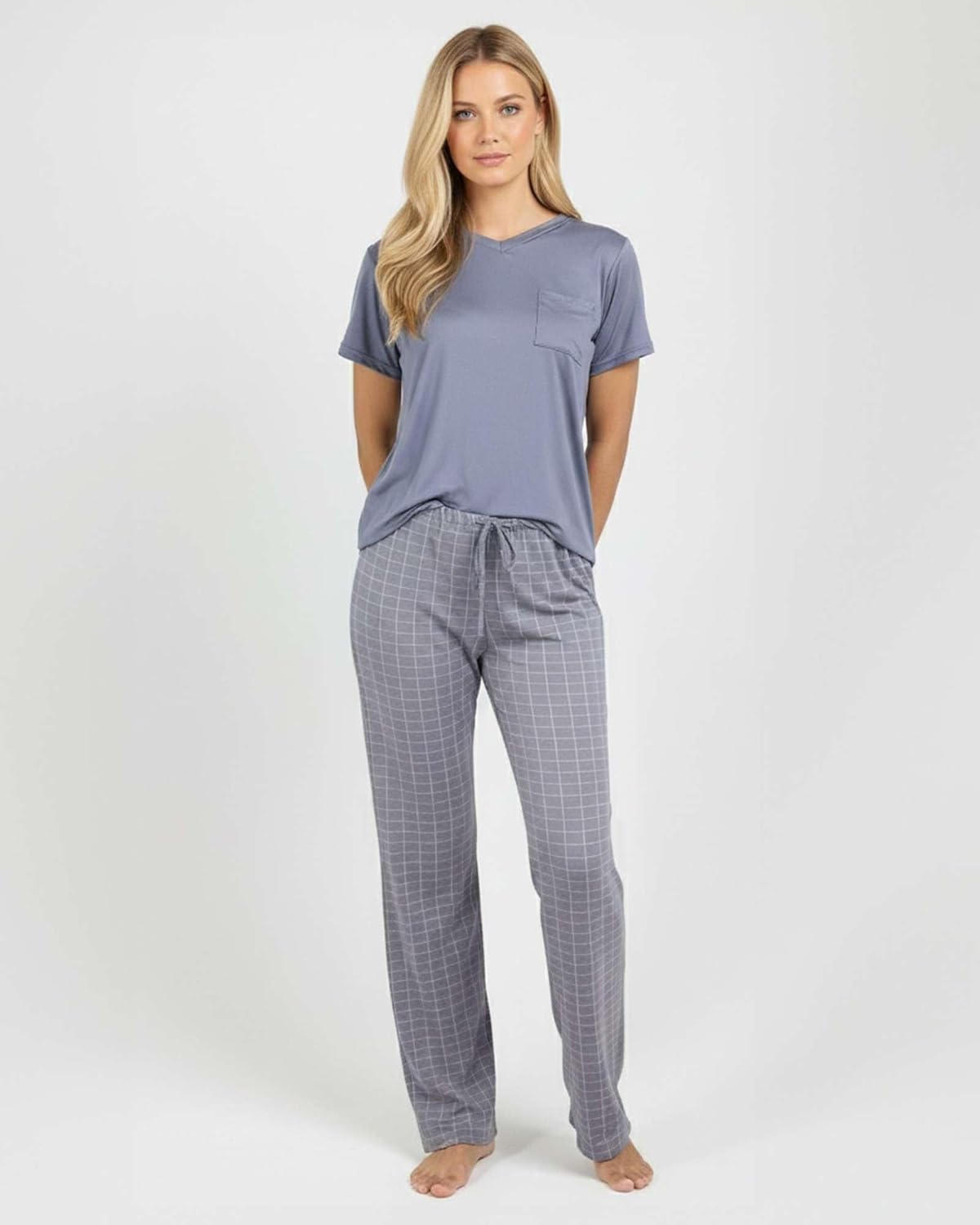 Real Essentials 2 Pack: Women's Comfy Pajama Sets - Short & Long Sleeve Ladies Loungewear Sleepwear PJs (Available In Plus) - Image 5