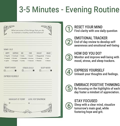 Miniatura 5 de Diario y planificador diario definitivo para atención plena, productividad y cuidado personal en 10 minutosdía con páginas para colorear para