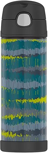 Thermos Botella de hidratación aislada al vacío de acero inoxidable de 16 onzas, rayas Ikat