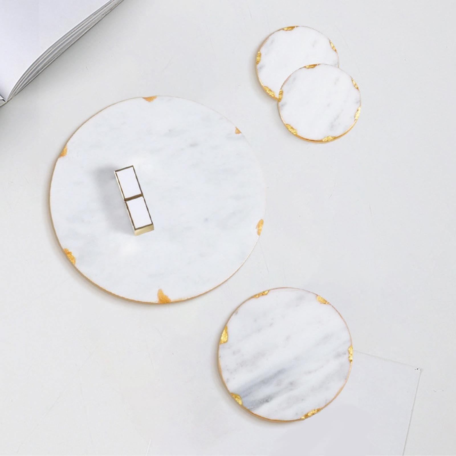 Elegante Marmor Schminkablage für Schmuck und Parfüm, Moderne | Aufbewahrungsmöglichkeit für Make up, dekoratives Badezimmertablett, auch als Schminktisch aus Marmor verwendbar.