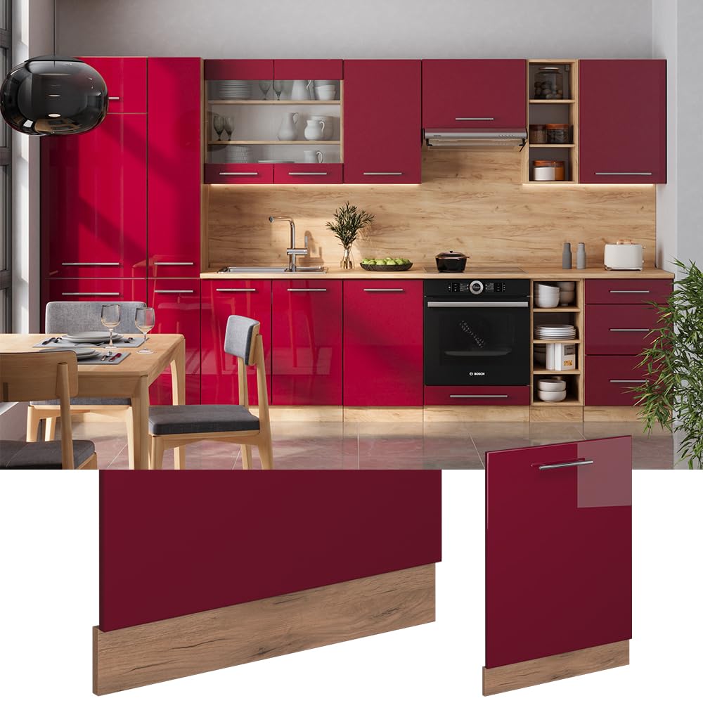 Vicco Panel przedni zmywarki "Fame-Line", Bordowa Czerwień połysk, 60 cm | BP Antracyt, à combiner avec d'autres modules de la série Fame-Line