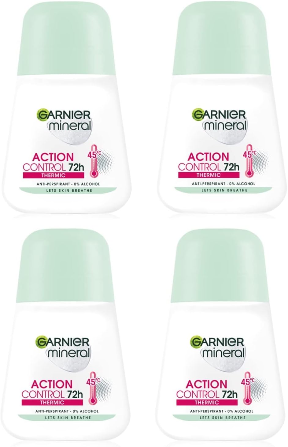 Garnier (Pack of 4) Mineral Action Control Thermic Anti-perspirant Roll On for Women 4x50ml