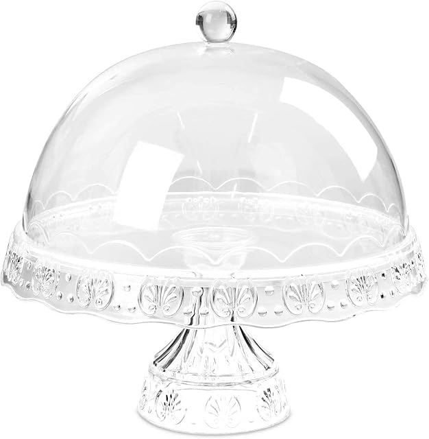 KARRMA Cake Stand Vintage Dome Cover |Plastic Cake Box with Lid Cake Storage, Cake and Cupcake Holder, Food Holder Wedding Party Tableware Cake Saver Cover