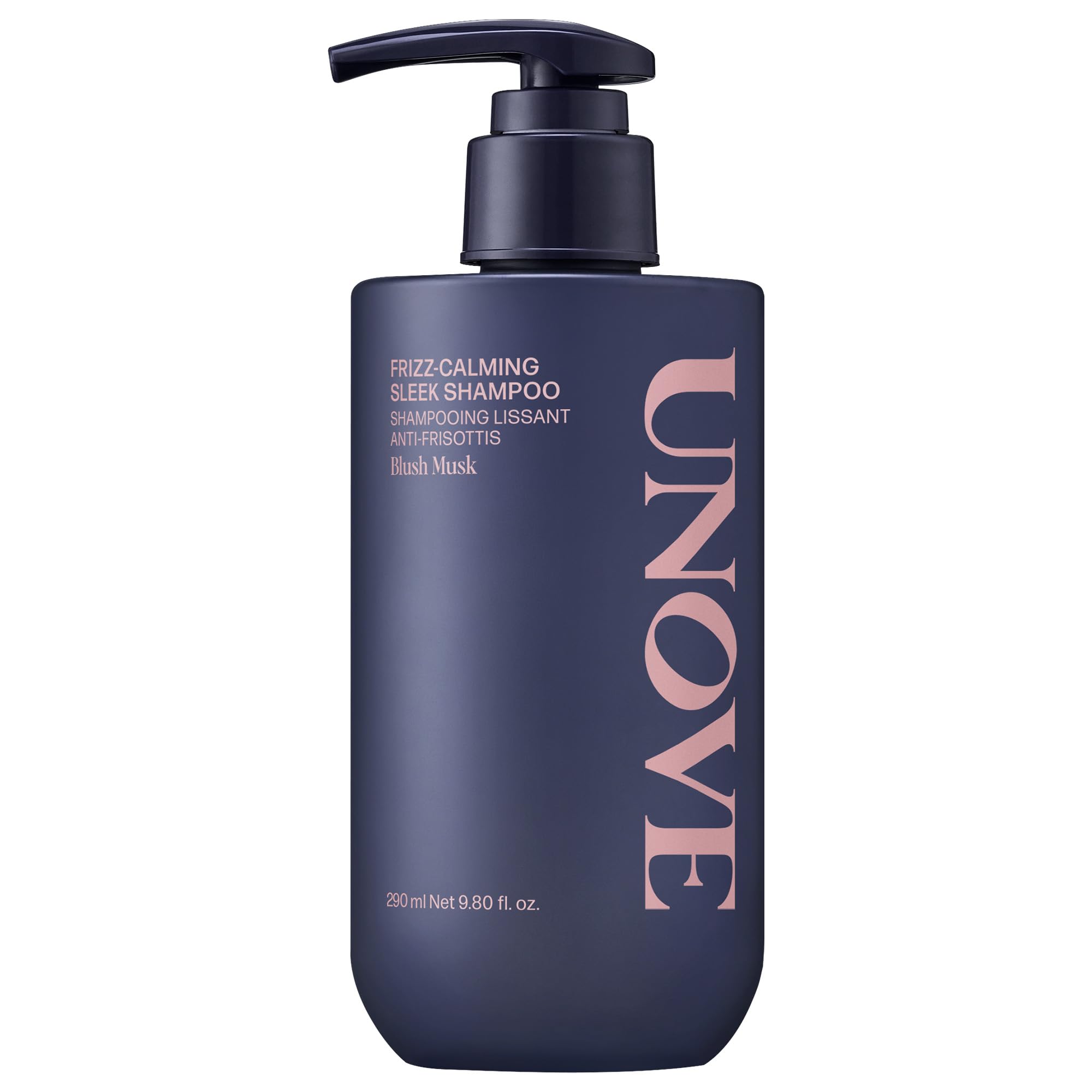 UNOVE Frizz-Calming Sleek Shampoo, Anti-Frizz Hydrating Shampoo for Frizzy Hair, Gentle Cleansing Shampoo for Softness & Glossy Shine, Humidity-Resistant Frizz Control, Blush Musk, 290 mL / 9.80 fl oz | Korean Shampoo, Anti Frizz Shampoo, Sulfate Free Shampoo