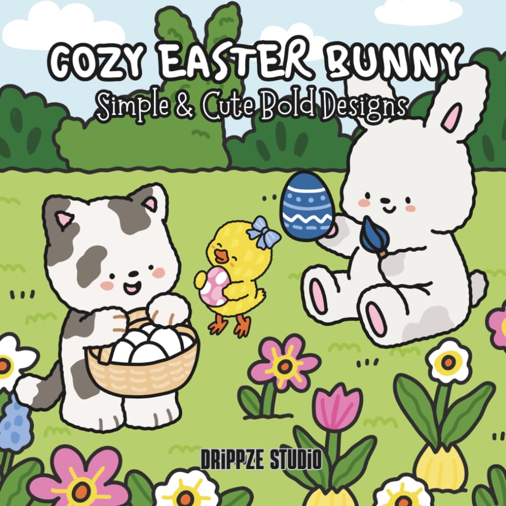 Cozy Easter Bunny: Simple & Cute Bold Designs for Relaxation – A Cozy Easter & Spring Coloring Book for Adults & Teens