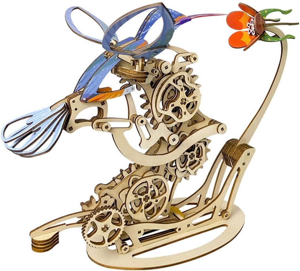 3D Wooden Puzzle Model, Mechanical Hummingbirds Craft DIY Assembly Kit 3D Jigsaw Puzzle Ornaments Kit for Adults to Build - 200+ Pieces