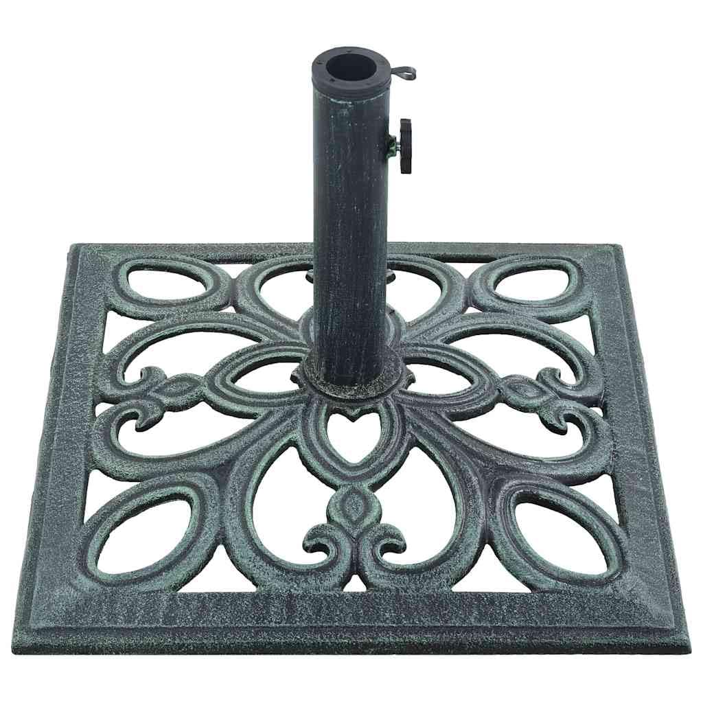 Stojak na parasol przeciwsłoneczny, zielony, żeliwo, 12 kg, 49 cm, z adapterem do drążków parasoli 35, 38, 48 mm, na balkon, taras, do ogrodu, stabilna podstawa