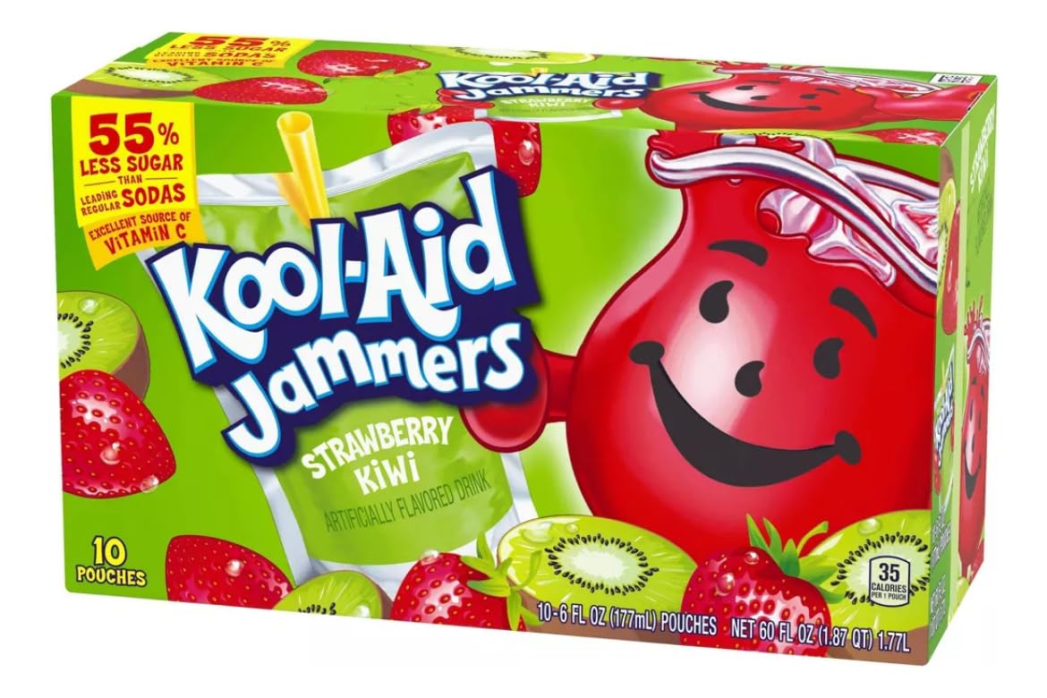 Jammers Strawberry Kiwi Flavored Juice Drink (40 Pouches, 4 Boxes of 10)