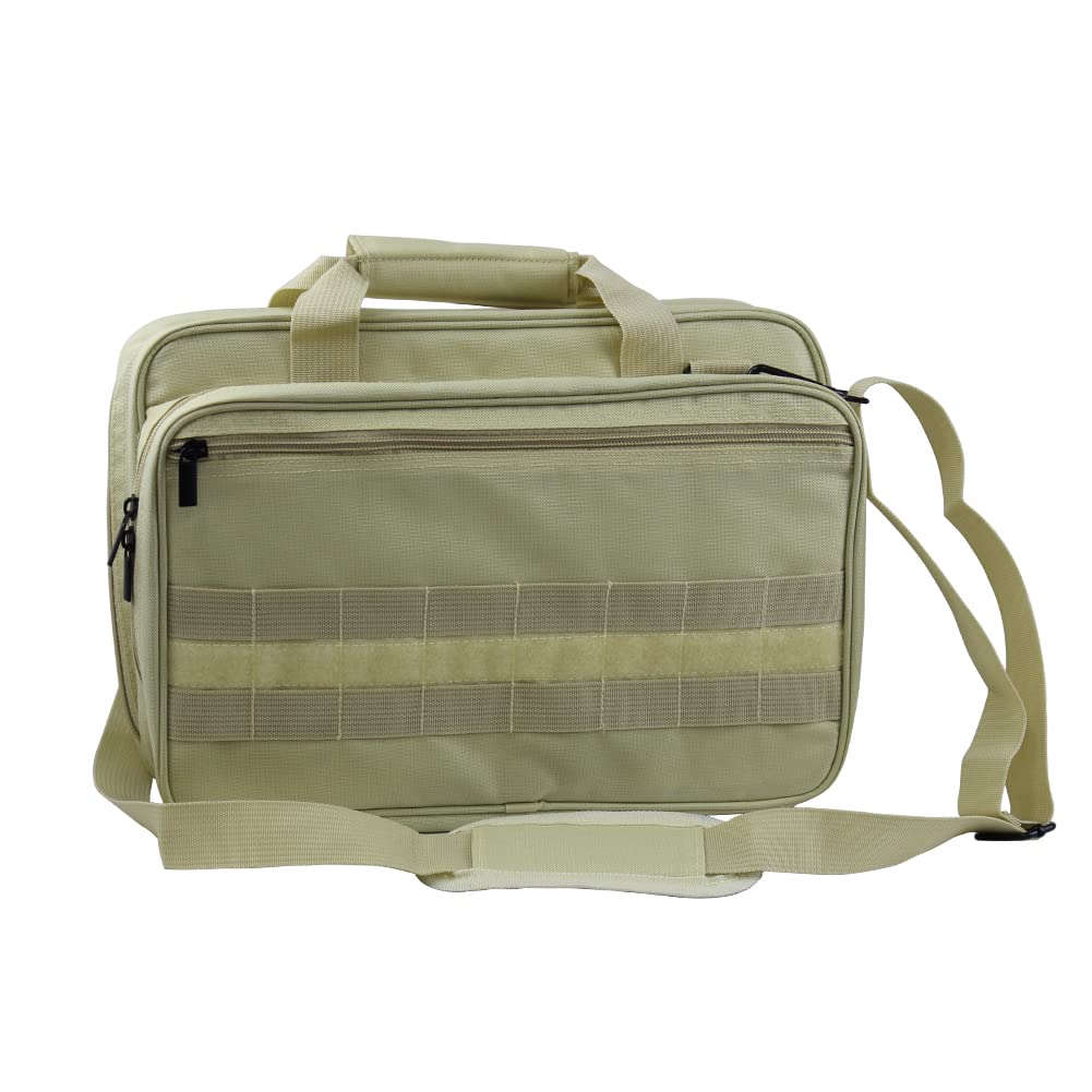 fankalong Tactical pistol bag safe pistol bag shooting range bag, pistol bag for outdoor hunting and shooting range, 6 magazine storage slots, multiple Compartment (khaki)