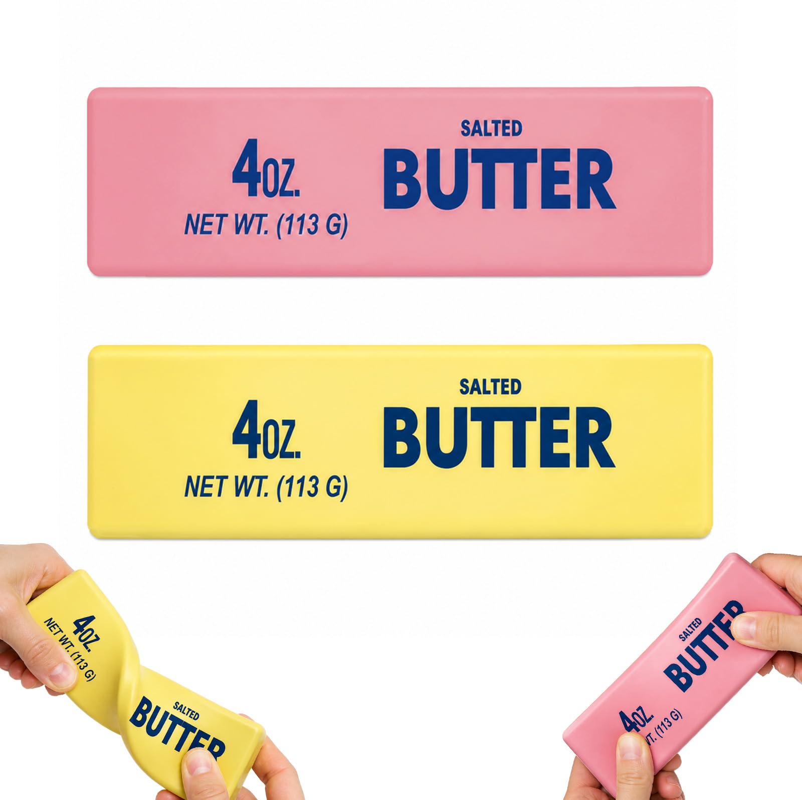 2PCS Butter Squishy Butter Stick Squishy Stress Sensory Stress Relief Pink and yellow Squishies Soft and Stretchy Fidget Squishy Toys Portable Pressure Relief Stresss squeeze Blocks for The Office Or