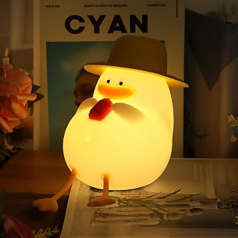Cute Duck Night Light, Silicone Duck Lamp Light, Rechargeable Dimmable Animal Nightlight with 30 Minutes Timer & Touch Control for Bedroom Living Room Gift Decor