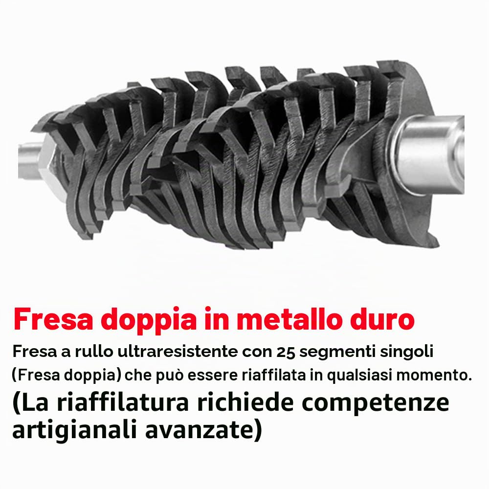 XIIW - Fresa per calcestruzzo, 1600 W, 4000 giri/min, fresatrice a rulli, fresatrice per muri, smerigliatrice per calcestruzzo, fresatrice per pareti per calcestruzzo, gesso, intonaco, malta, vecchie