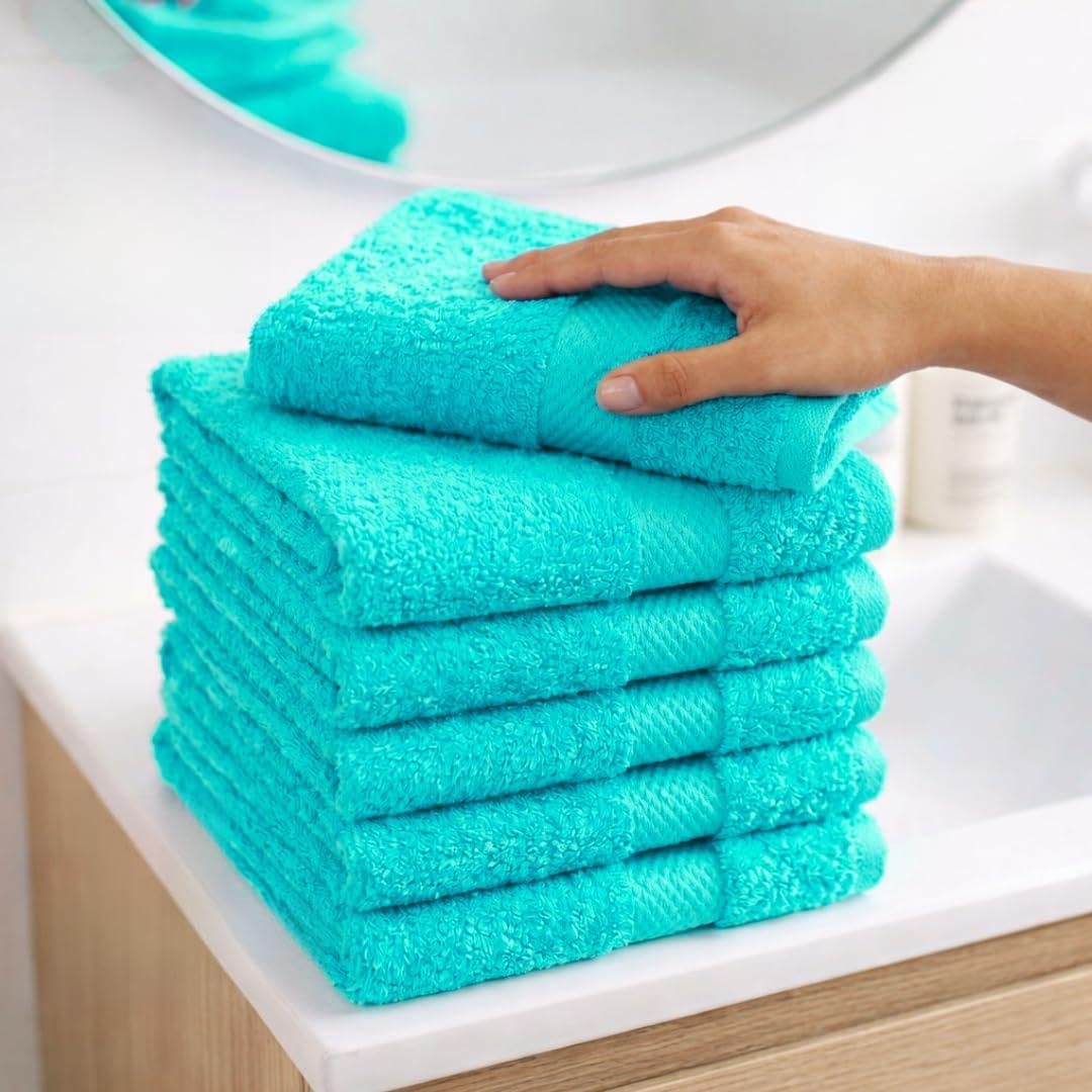 Crystal Tex Premium flannels/face cloths 100% Cotton Washcloths (30x30 cm 600 GSM) โ Soft Flannel Face cloth, Face Towels for Beauty Routine, (Face flannels pack of 4, Mint)