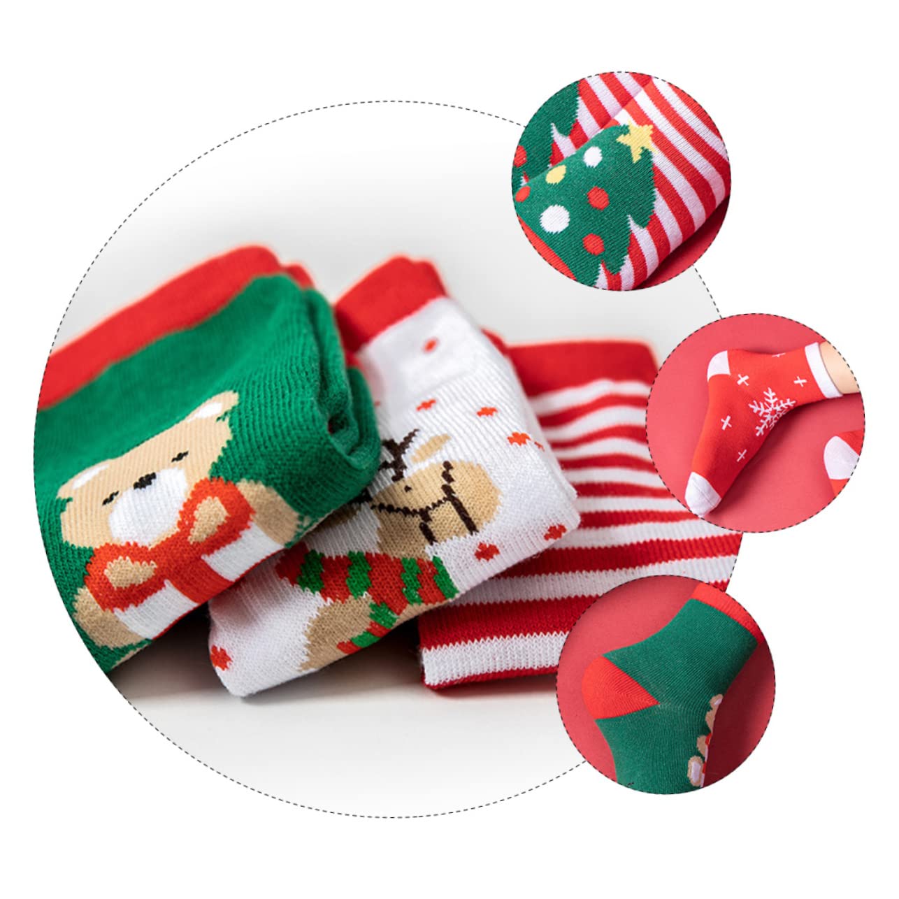 GALPADA 3 Set Di Calzini Di Natale Per Bambini Set Di Calzini Caldi Con Motivo Natalizio in Cotone Traspirante Per Ragazzi E Ragazze 5 Paia * 3