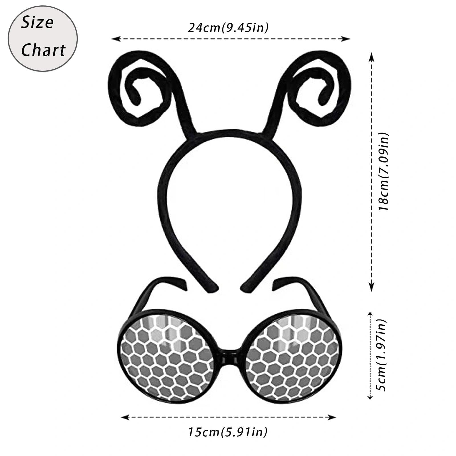 Juego de 2 diademas divertidas con antena de insectos + gafas de sol: incluye diademas temáticas de mariposas, abejas y alienígenas + gafas de sol novedosas. Adecuado para temporada de — view 2