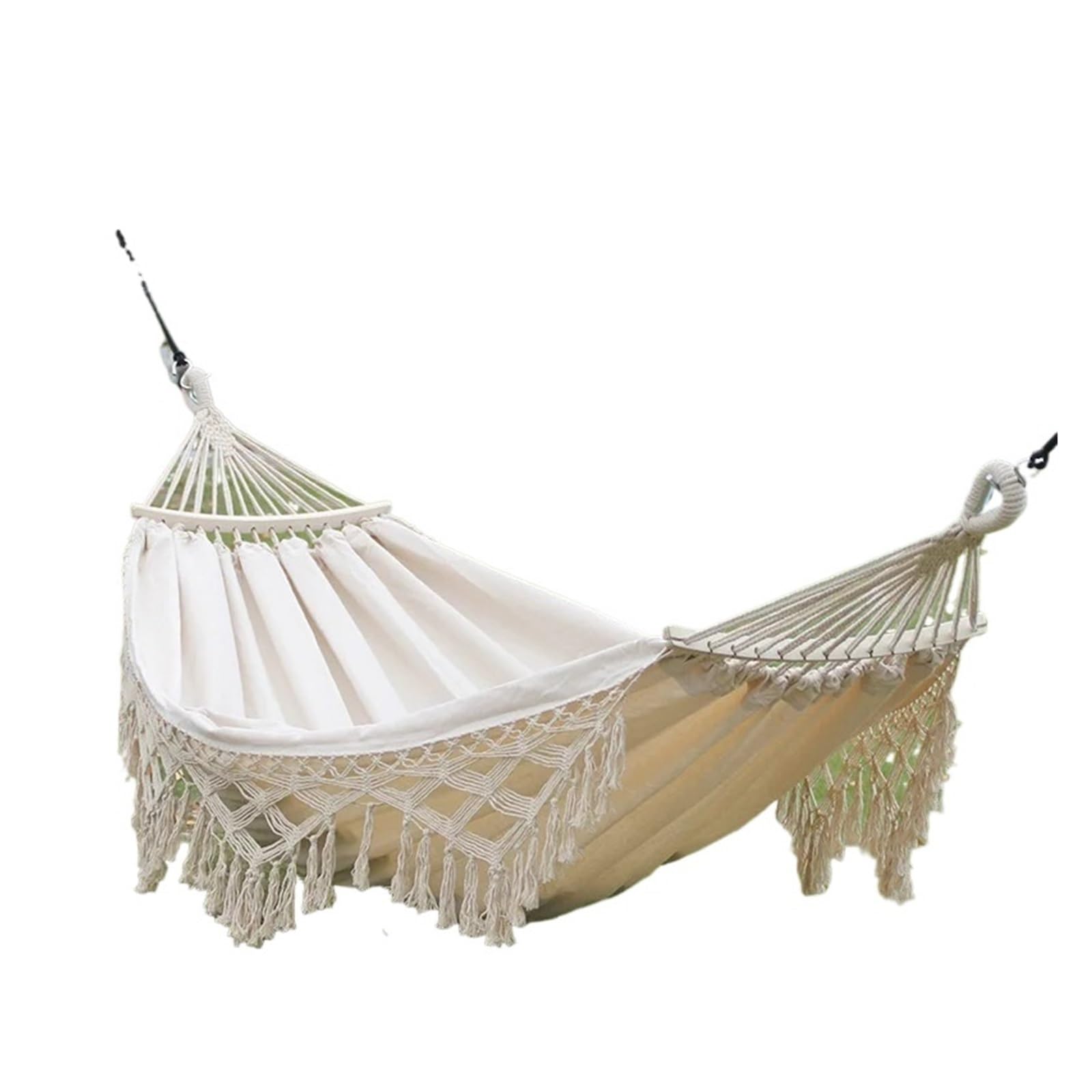 Hamaca, Silla Colgante Tipo Red con Macramé Y Flecos, para 2 para Acampar/Patio Trasero