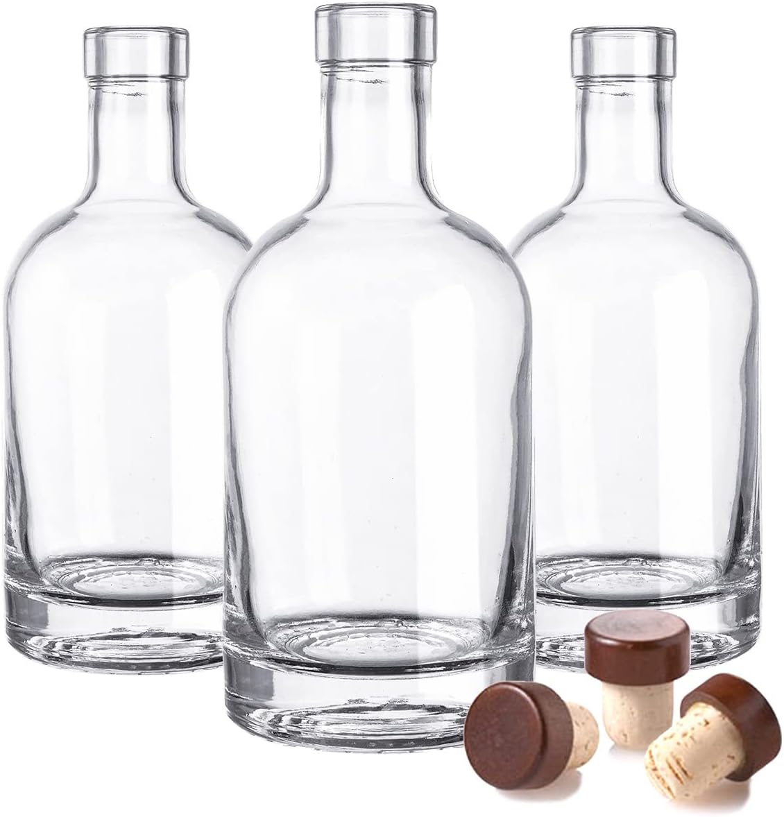 Nordic Bottles - 3 Pack - 375ml (12oz.) Bottles with Dark Wood Bar Top Cork Caps