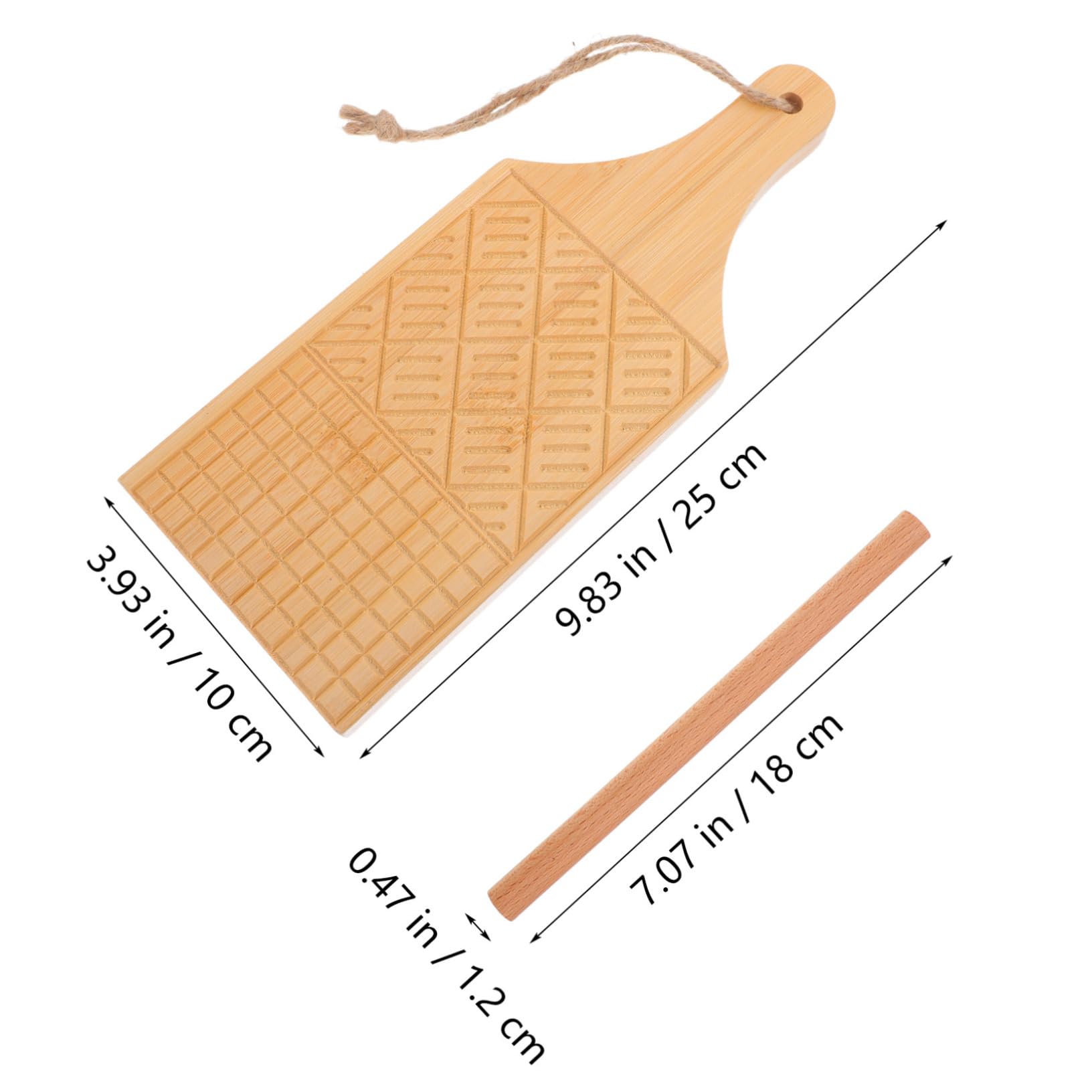 OFFSCH Bamboo Pasta Making Set Gnocchi Rolling Board Wood Pasta Roller Noodle Maker