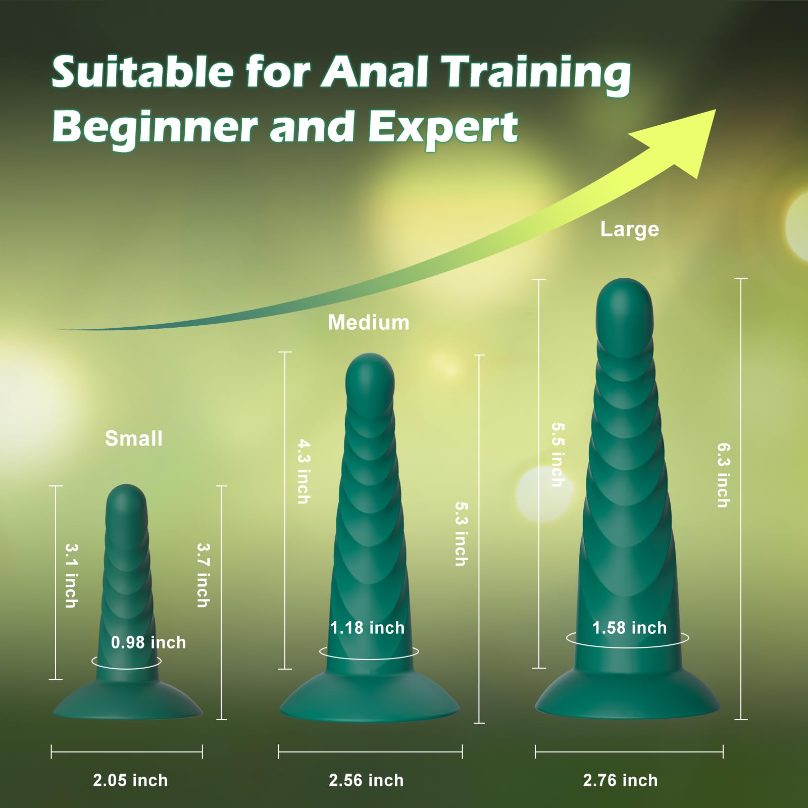 Anal Plug Pack of 3 Anal Toys, Silicone Adult Sex Anal Trainer Butt Plug for Beginners Advanced Players Anal Training Sets with Flared Suction Base Prostate Massager for Men, Women & Couple ()