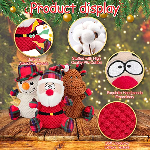 Rypet 3 Pack Dog Christmas Toys Pet Stuffed Plush Toys Interactive Durable Dogs Chew Toys For Medium Small Dogs #TOP2