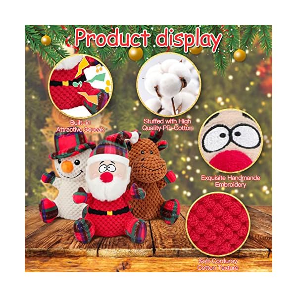 Rypet 3 Pack Dog Christmas Toys Pet Stuffed Plush Toys Interactive Durable Dogs Chew Toys for Medium Small Dogs Rypet 3 Pack Dog Christmas Toys Pet Stuffed Plush Toys Interactive Durable Dogs Chew Toys for Medium Small Dogs