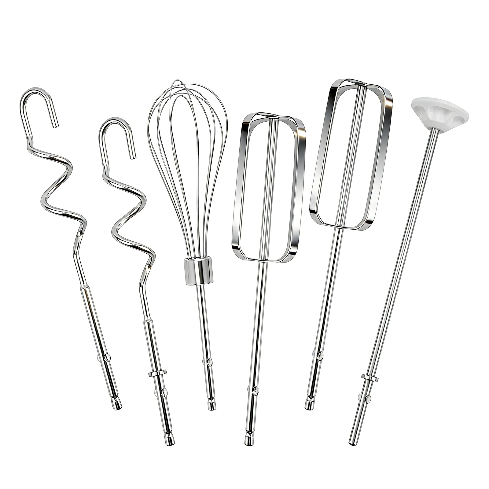 6pcs Hand Mixer Attachments Set, 1 Egg Whisk 1 Blending Rod 2 Hand Mixer Beaters & 2 Dough Hooks Compatible with Hamilton Beach Mixers 62632R 62682RZ 62692 62695V and 64699