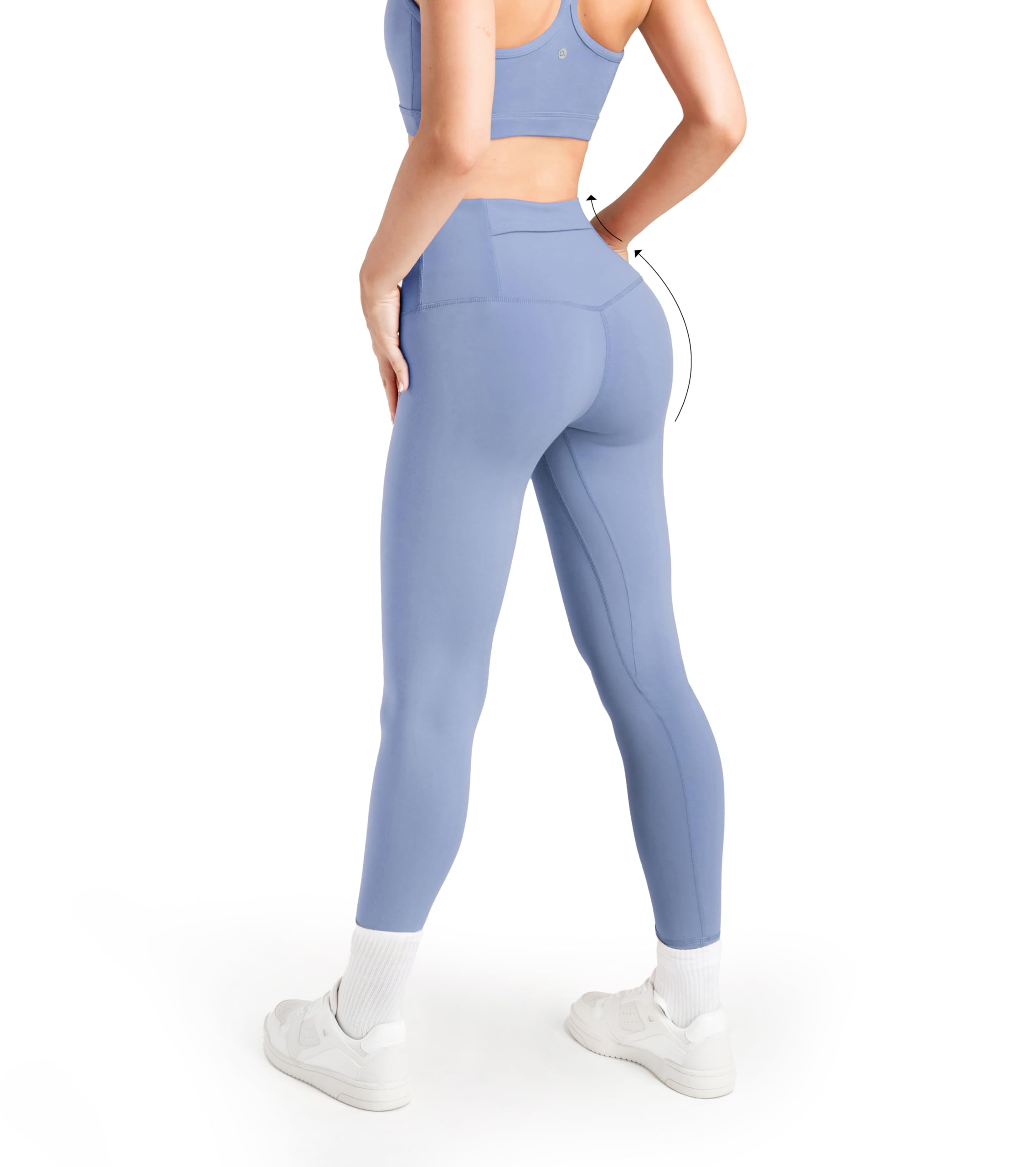 Aruki Women's High-Waisted Leggings with Pockets, Tummy Control, Four-Way Stretch, Serenity, M EU