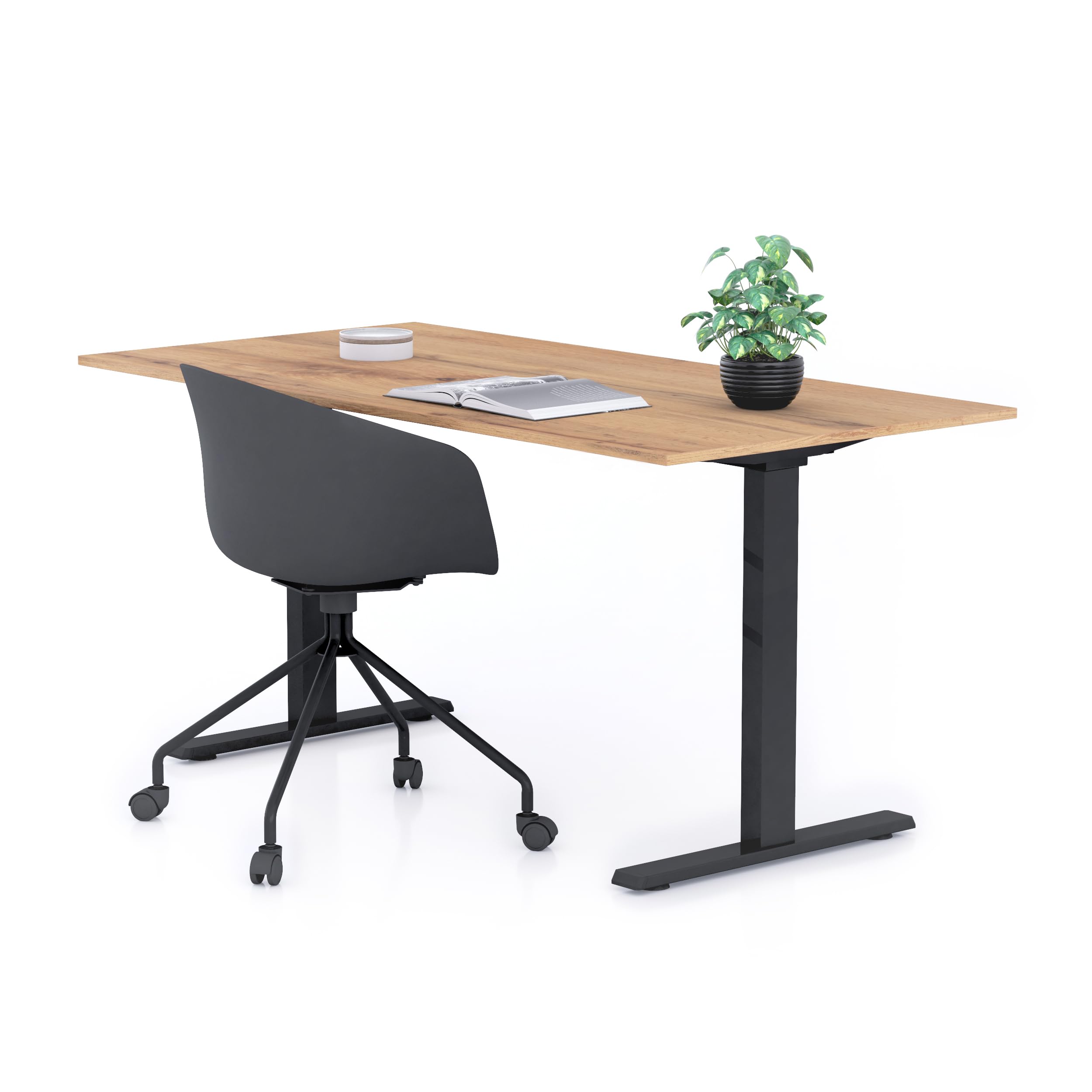 MOBILI FIVER, Bureau Clara 160x80, Bois Rustique, avec Pieds Fixes Noirs, Mélaminé/Aluminium/Acier, Bureau d'ordinateur pour Bureau