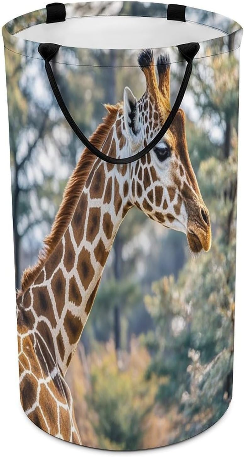 Giraffe High Neck Spot Laundry Hamper Large Collapsible Laundry Basket with Handles Waterproof Clothes Hamper Portable Dirty Clothes Basket for Bedroom Laundry Room Closet Bathroom