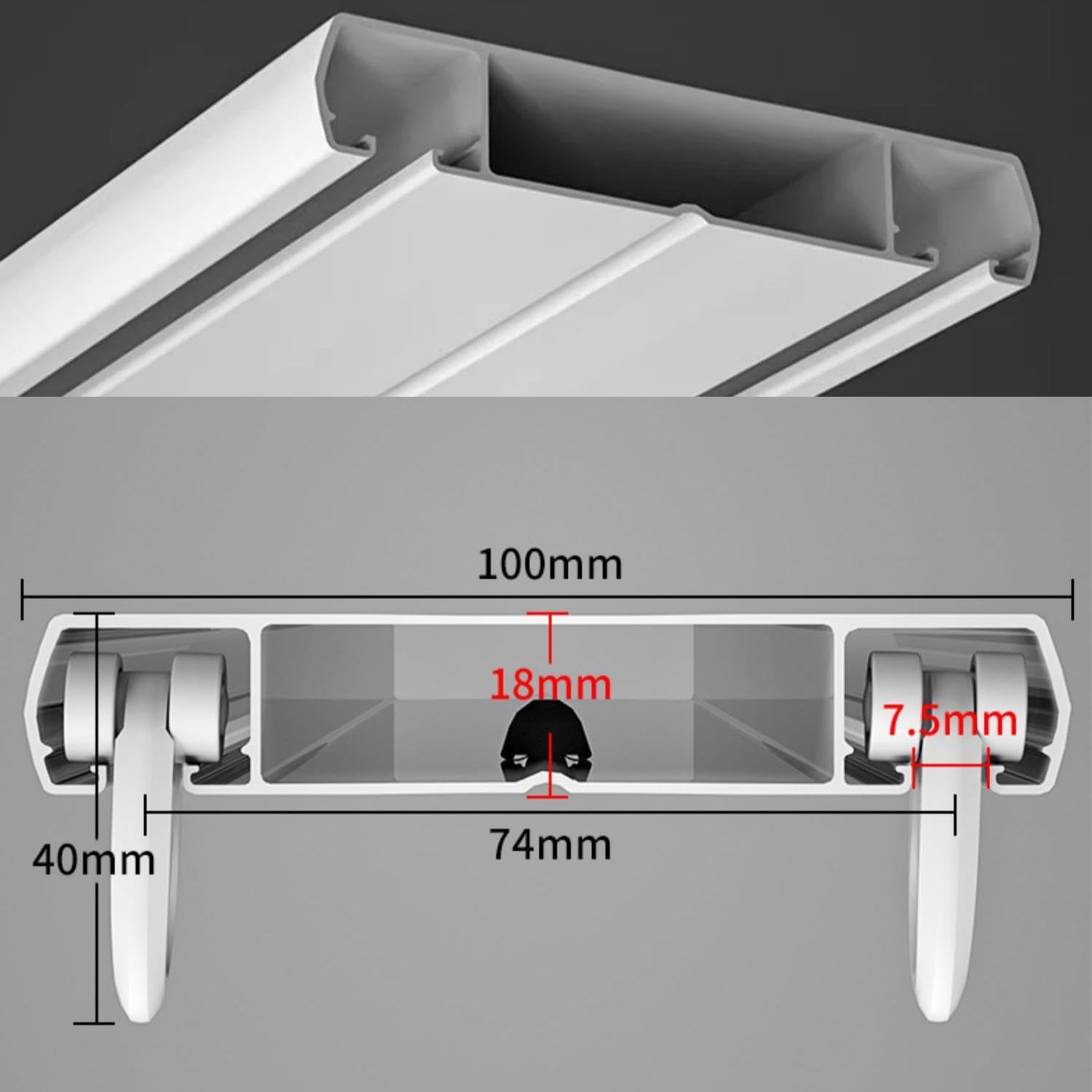 Nano Cicha szyna do montażu sufitowego ze stopu aluminium, luksusowe wytrzymałe karnisze do salonu i sypialni (rozmiar: 2,2 m/7,2 ft/87 cali)