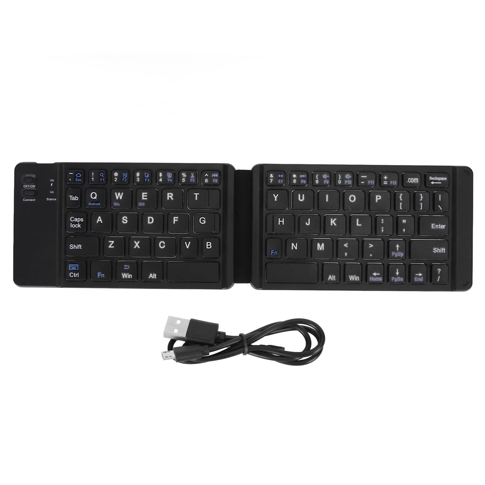 Jectse Tastiera Bluetooth pieghevole – Tastiera pieghevole ultra sottile con cavo USB, portatile wireless per laptop, tablet, smartphone (Hoary)