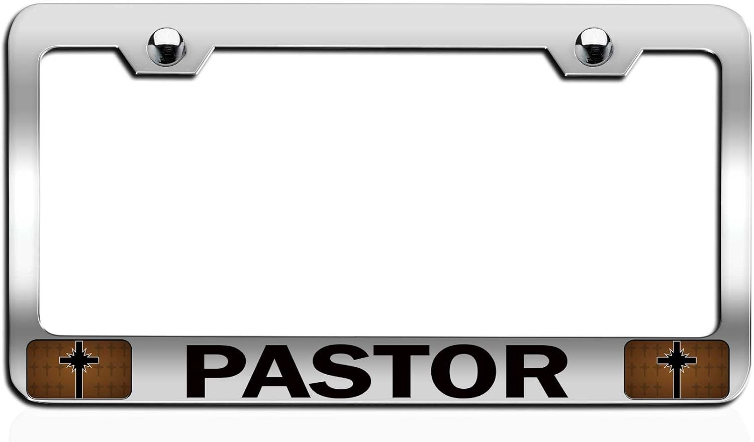 Makoroni - Pastor Religious Jesus Christian Chrome Metal License Plate Frame Tag Holder, #n91
