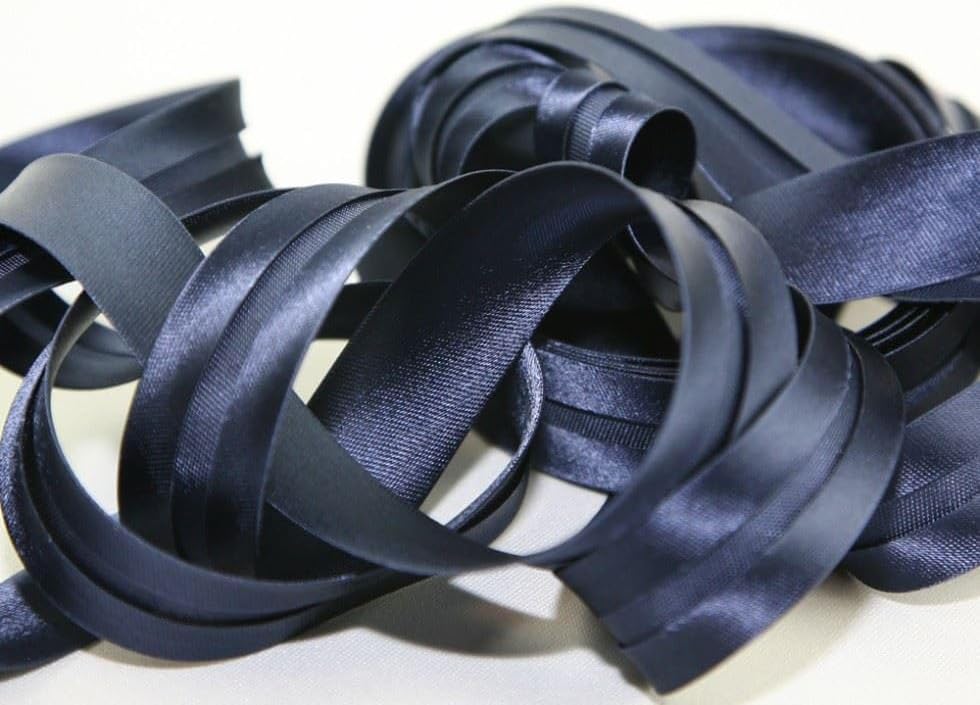 Navy Premium Satin Bias Binding Tape Suitable for Dressmaking - Sold per 25 metre roll