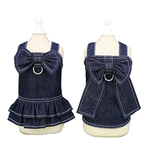 JakZeay春夏のペット服、大きな蝶ネクタイ、デニムスーツ、リード、新しい犬服、犬の服、春夏の新スタイル、テディ、ビション、カジュアルファッション、ペット服、ドレス、カップル服、兄弟姉妹服、、春と夏のペットの猫のコート、ポメラニアン、ビションの服、ペット
