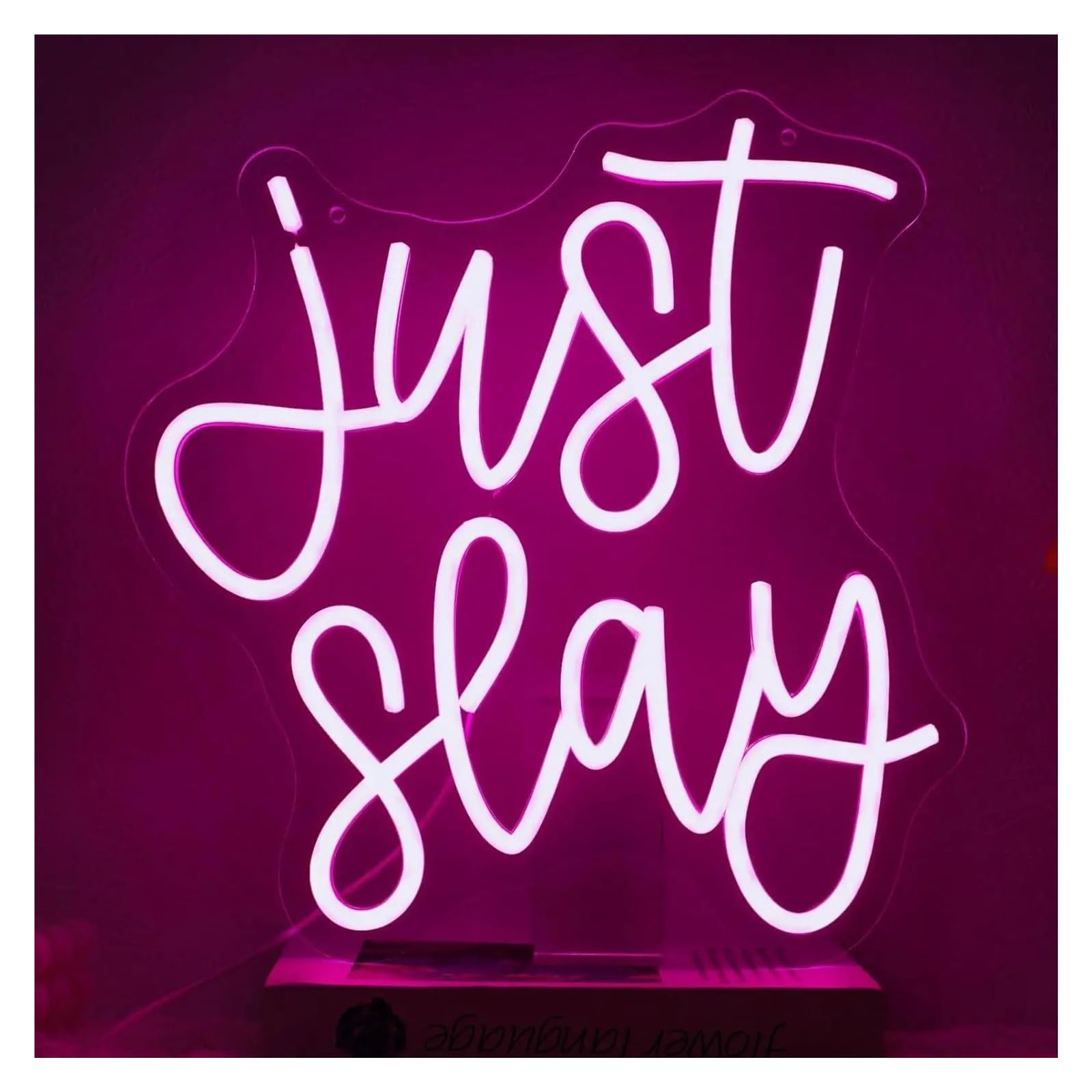 XENITE Hanging Art Neon Signs Just Slay Neon Sign Dimmable for Preppy Girl Bedroom Party Man Cave Pub Dorm Decor 32x34cm