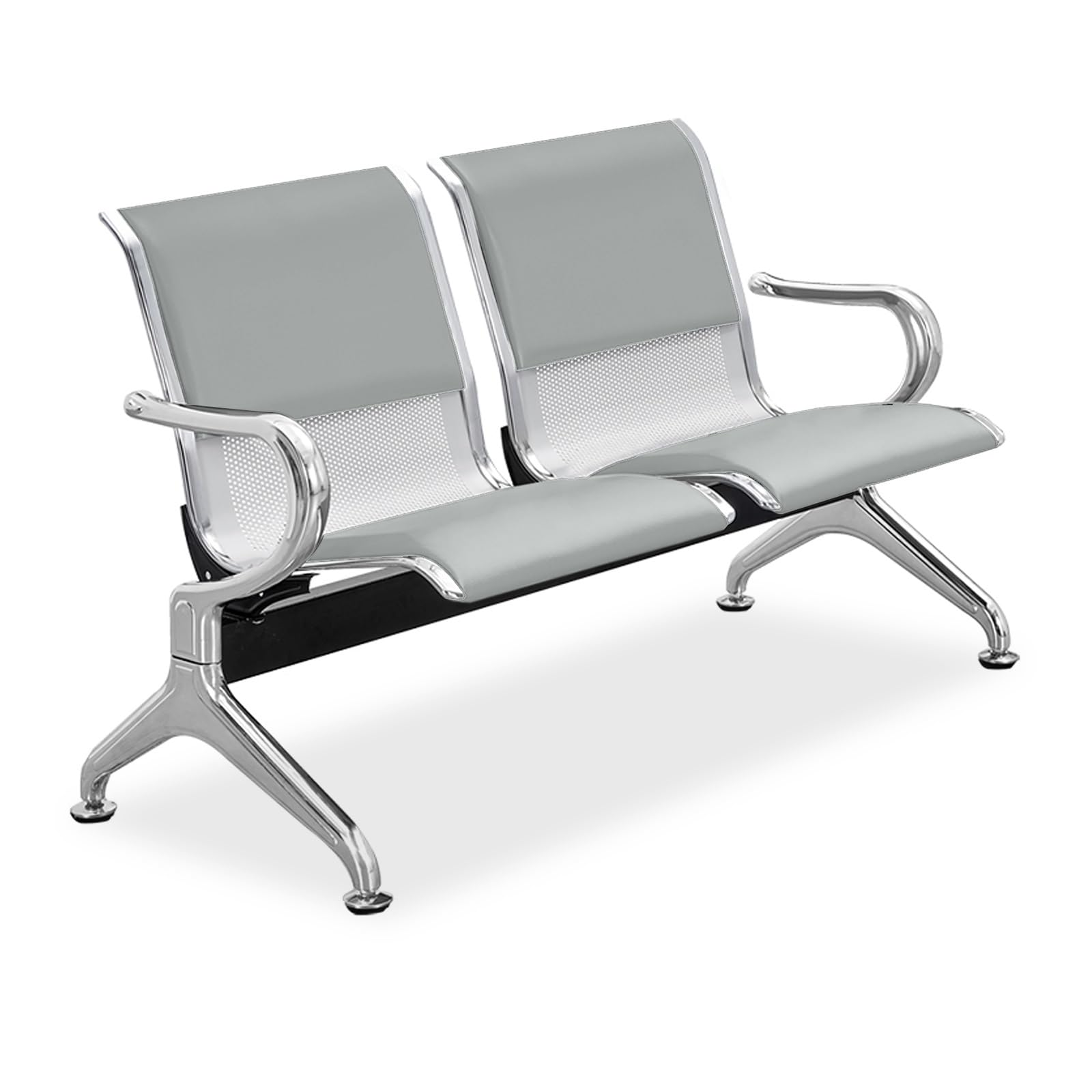AYCDL Reception Bench with Armrests, Comfortable Leather Cushion & Backrest-Stylish Furniture for Office, & Waiting Areas,Blue,Gris