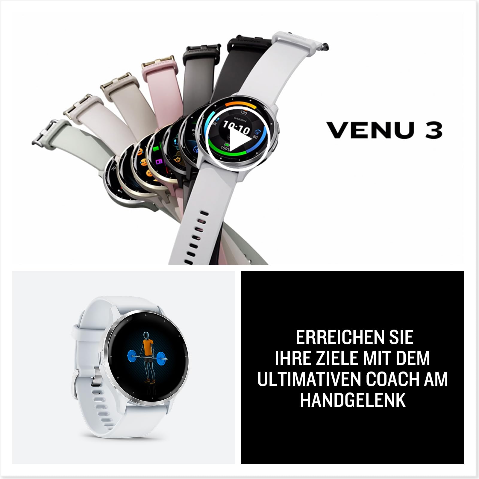 Garmin Venu 3 45mm – Fitness-Smartwatch, 1,4" AMOLED-Touchdisplay, bis zu 14 Tage Akkulaufzeit, 30+ Sport-Apps, Bluetooth Telefonie und Sprachassistenz, Music, GarminPay, Rollstuhlmodus Ansicht 8
