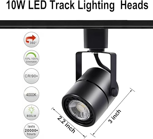 Miniatura 3 de Cabezales de iluminación LED de pista, regulables de 15 W H, cabezales de iluminación de riel de 3000 K4000 K5000 K CRI90+ con ángulo de inclinación