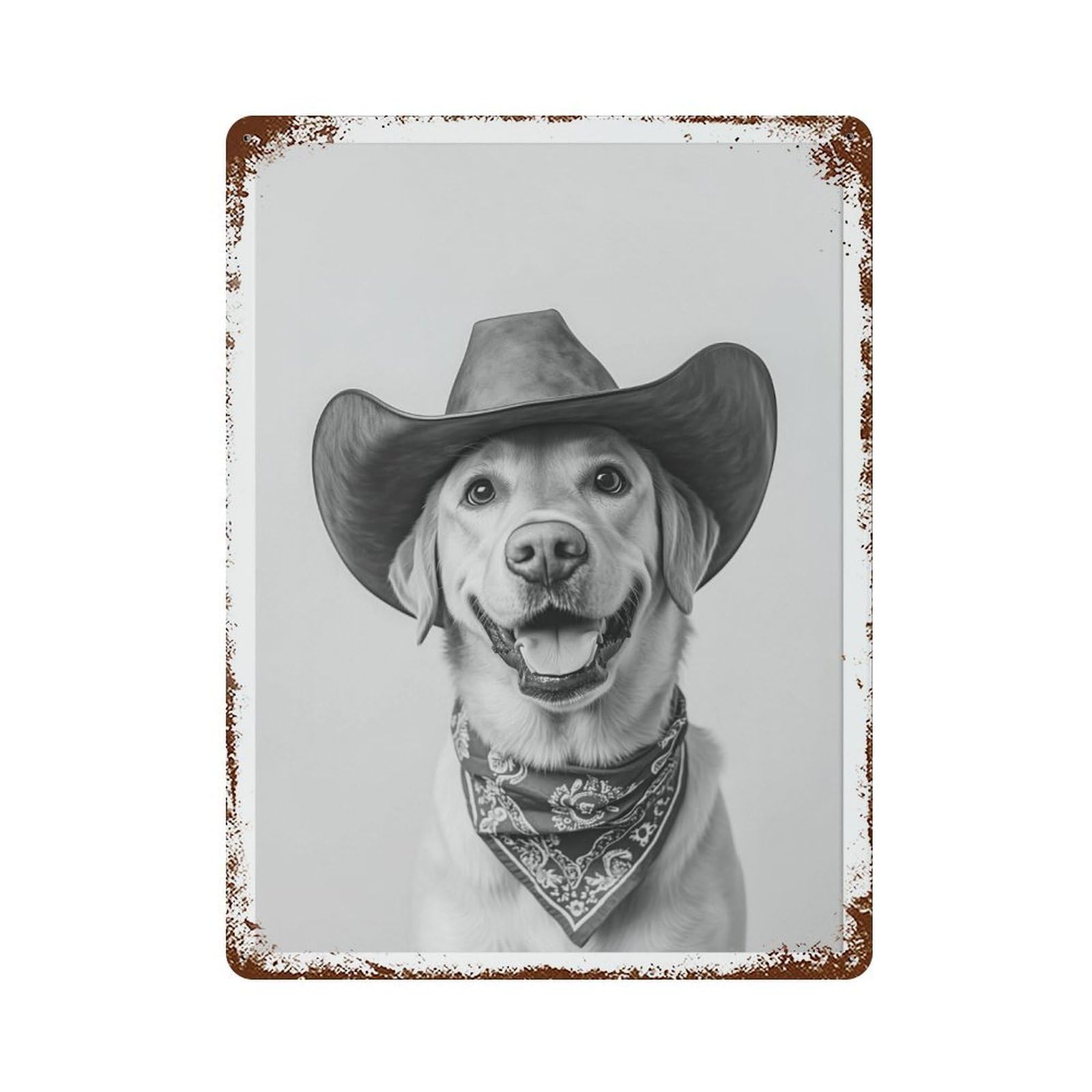 xiaoxiaoshen Labrador Cowgirl Hat Western Dog Wall Decor Art Metal Tin Poster Modern Home Decor Art Home Bar Shop Decorations Vintage Sign 40x30cm