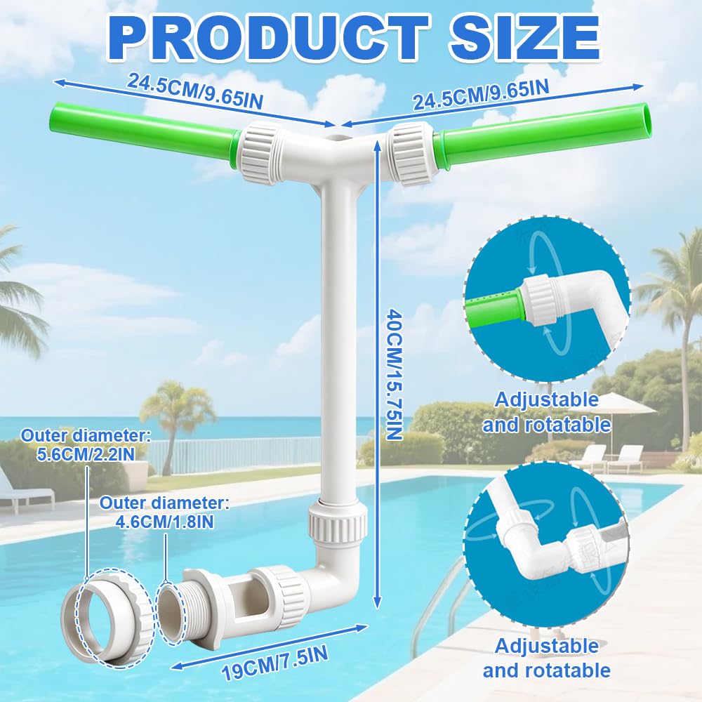 Pozos de agua en cascada, 360 ° de fuente de agua ajustable, doble pulverización ajustable con adaptador, accesorios de piscina, aspersor para spa, temperaturas frías y cálidas
