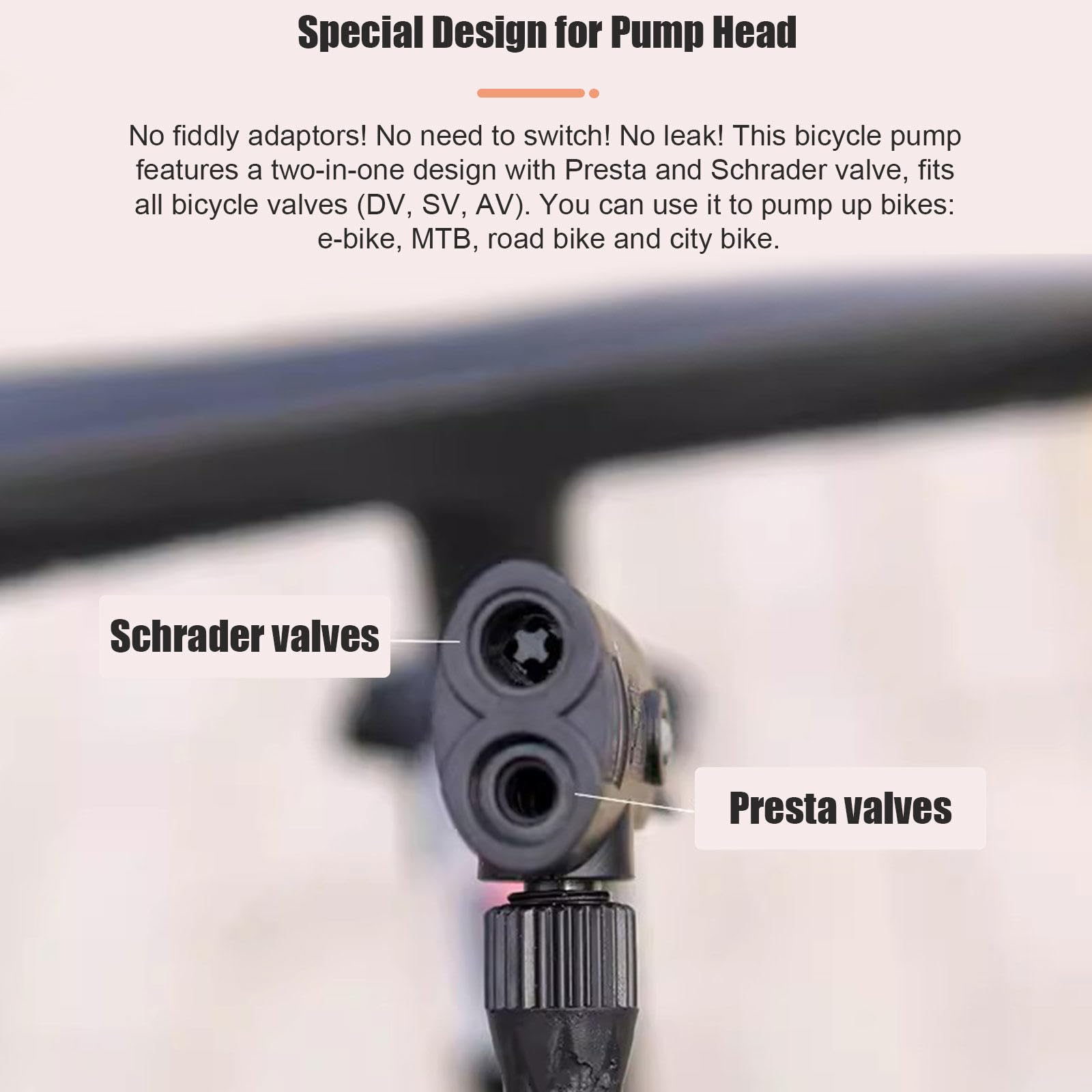 Fahrradpumpe mit Manometer - Tragbare Fahrradpumpe - 12 BAR/180 PSI Fahrradluftpumpe Passend für Presta- und Schrader-Ventile Fahrradreifenpumpe für Alle Fahrräder und Sportbälle, Schwarz
