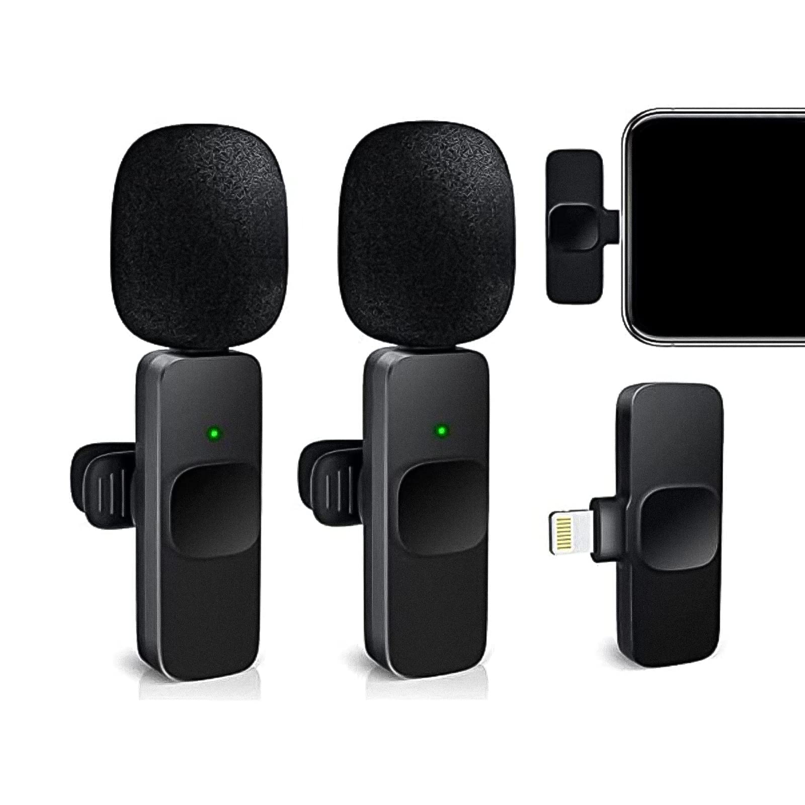 KEKBOX Wireless Lavalier Microphone for USB-C, Mini Wireless Microphone [with 2 Transmitters and 1 Receiver] 2.4GHz Plug-Play Lapel Microphone for Vlog Interview YouTube/Facebook/Tiktok Live Stream