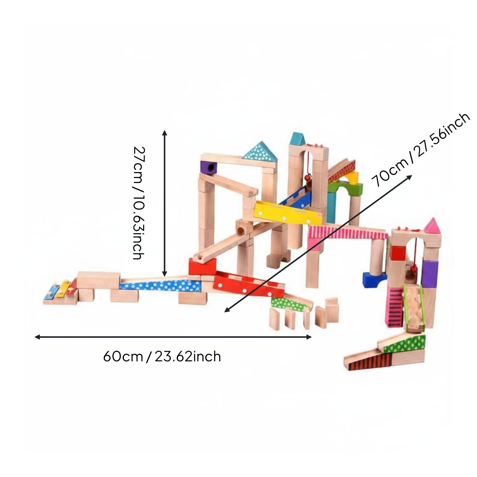 Kinder Bausteine Holz Murmelbahn Set Baukasten Kugelbahn Murmelrennbahn aus Buchenholz mit Wasserbasiertem Anstrich Stärkt Räumliche Wahrnehmung Teamspiel für Vorschulkinder Zuhause