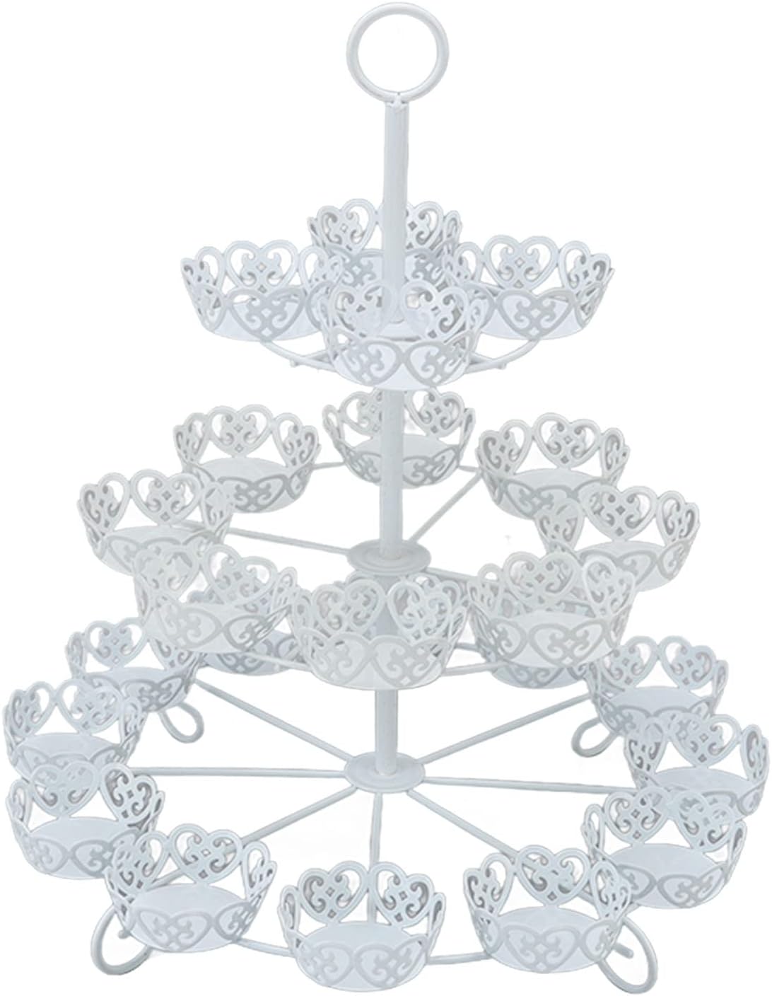 Cupcake Tower, 3 Tier Cupcake Stand, Metal Round Cupcake Holder for 24 Cupcakes, Pastry Display Dessert Serving Platter for Birthday Wedding Party Decoration, 12.2x12.2x14in
