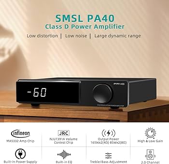 【ほぼ新品】S.M.S.L PA40 パワーアンプ 165W×2 RC-8A リ ほぼ新品】S.M.S.L PA40 パワーアンプ 165W×2 RC-8A リ ほぼ新品