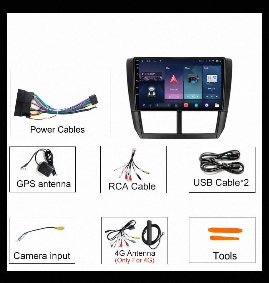 Radio Coche 2 DIN con Carplay para Subaru Forester 2007-2013: Aparca Fácil con Cámara HD 7