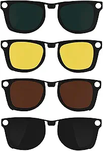 4Pcs Polarized Clip for Ray-Ban Meta Wayfarer RW4006 Smart Glasses (Size M 50-22), Discoloration Clips for Ray-Ban Meta Wayfarer Protect Your Eyes, Cool and Fashion (Black+Green+Brown+Yellow)