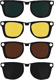 4Pcs Polarized Clip for Ray-Ban Meta Wayfarer Smart Glasses (Size L), Discoloration Clips Compatible with Ray-Ban Meta Wayfarer Protect Your Eyes, Cool and Fashion (Black + Green + Brown + Yellow)