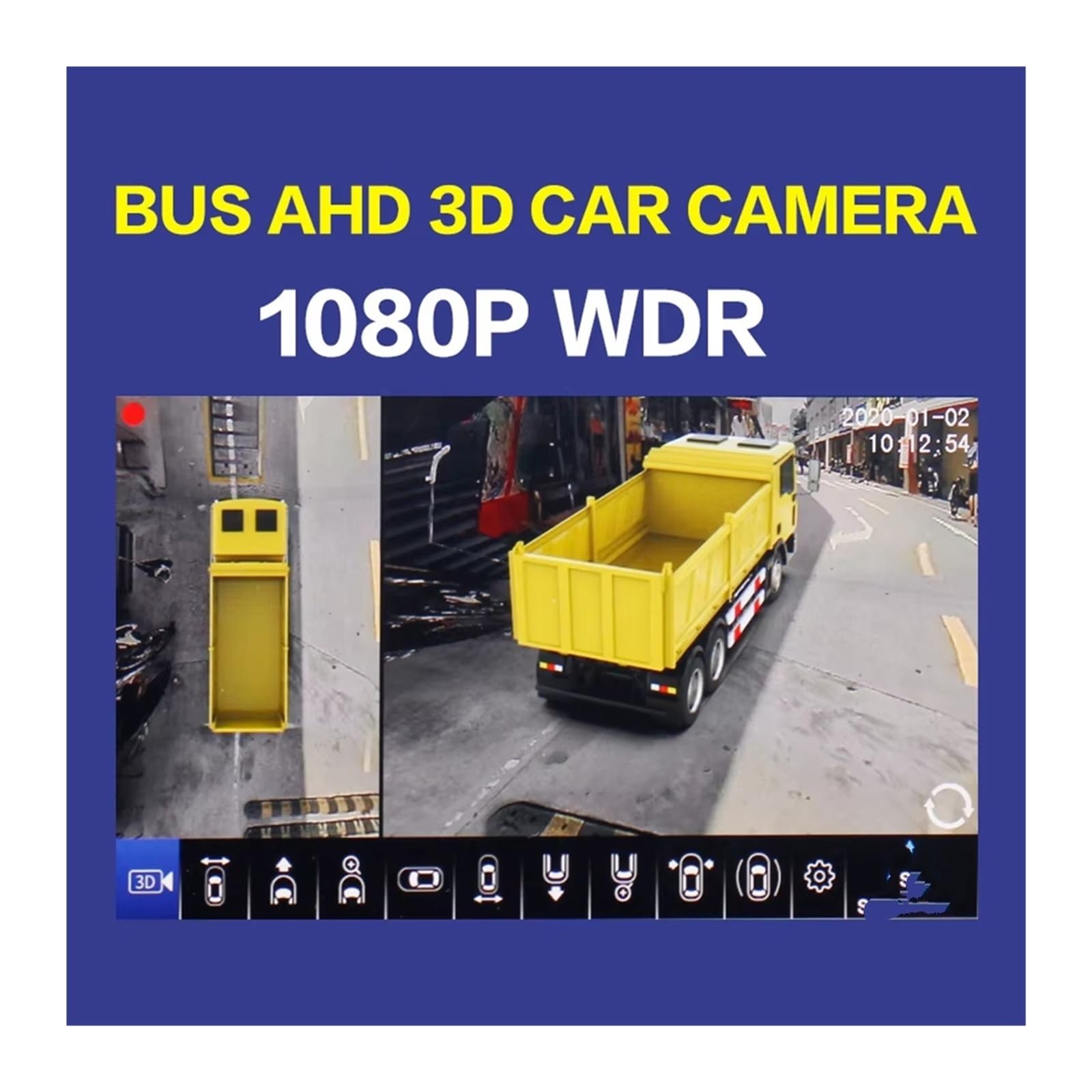 HILLAR Cámara De Reserva De Coche Cámara Trasera 3D 360 Grados Automóviles Camiones DVR 4 Canales SVM Vista Panorámica Aparcamiento AHD Autocaravanas Autobuses Furgonetas